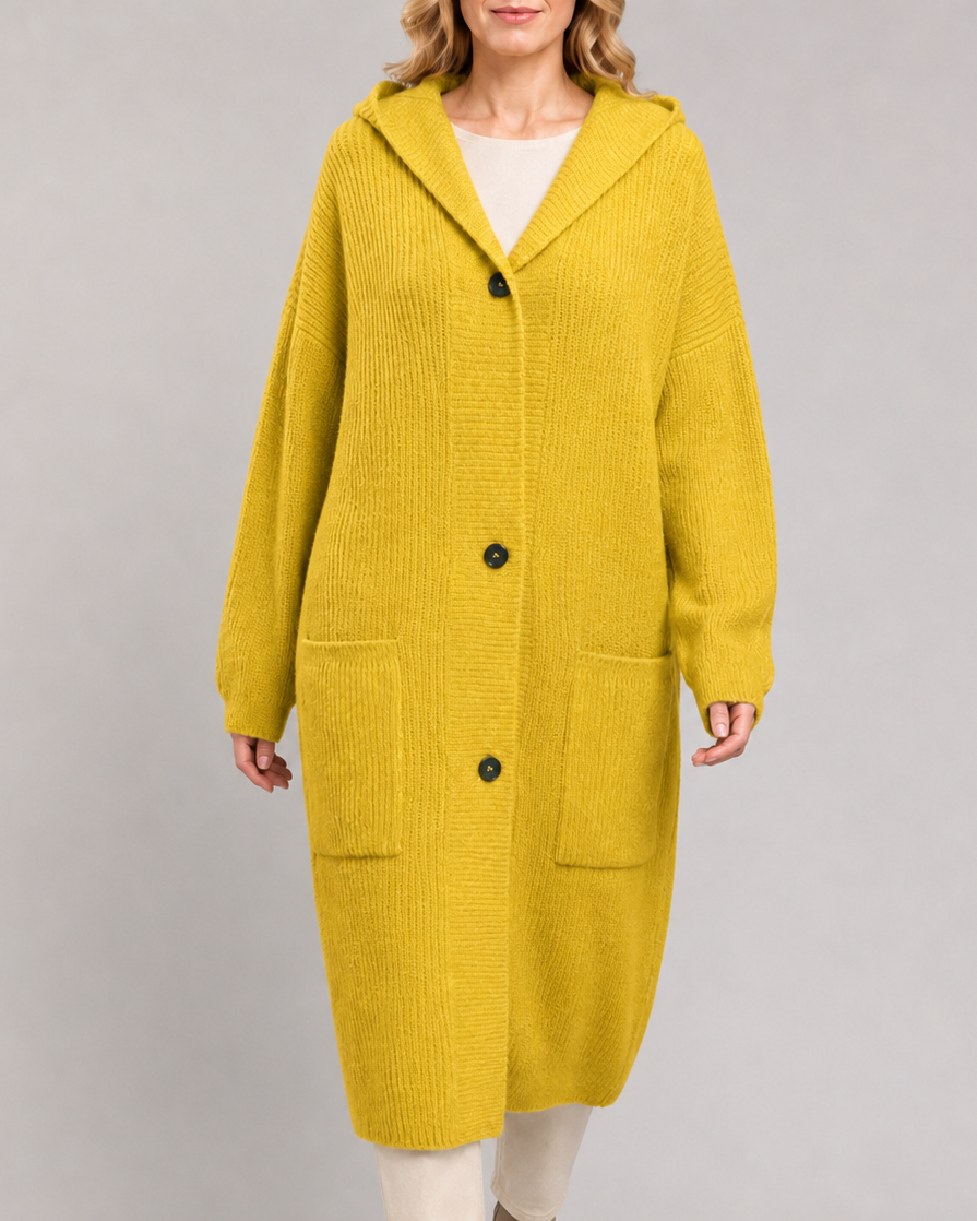 Women's Long Button Up V Neck Knit Cardigan with Pockets