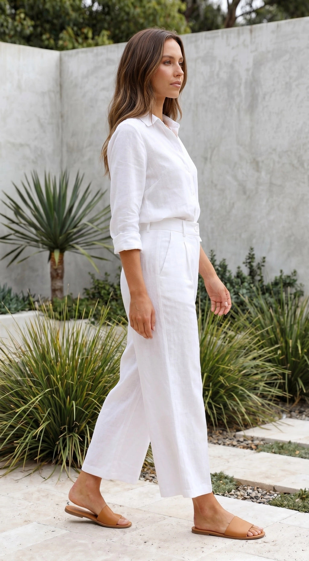 Women’s Long Sleeve Button Up Shirt and Wide Leg Pants Matching Set