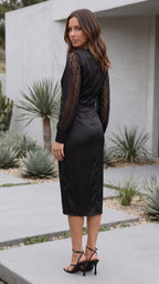 Women's Midi Dress | Long Sleeve Lace V Neck Wedding Guest Dress 3