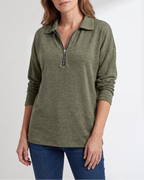 Women's Lightweight Quarter Zip Pullover | Collared Long Sleeve Jumper
