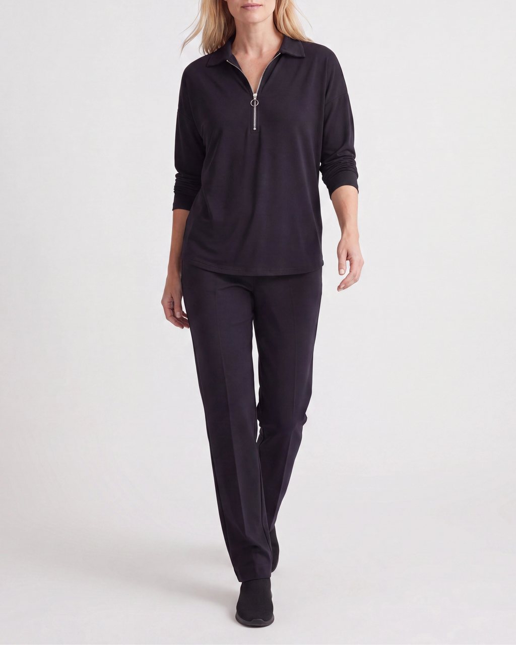 Women's Lightweight Quarter Zip Pullover | Collared Long Sleeve Jumper