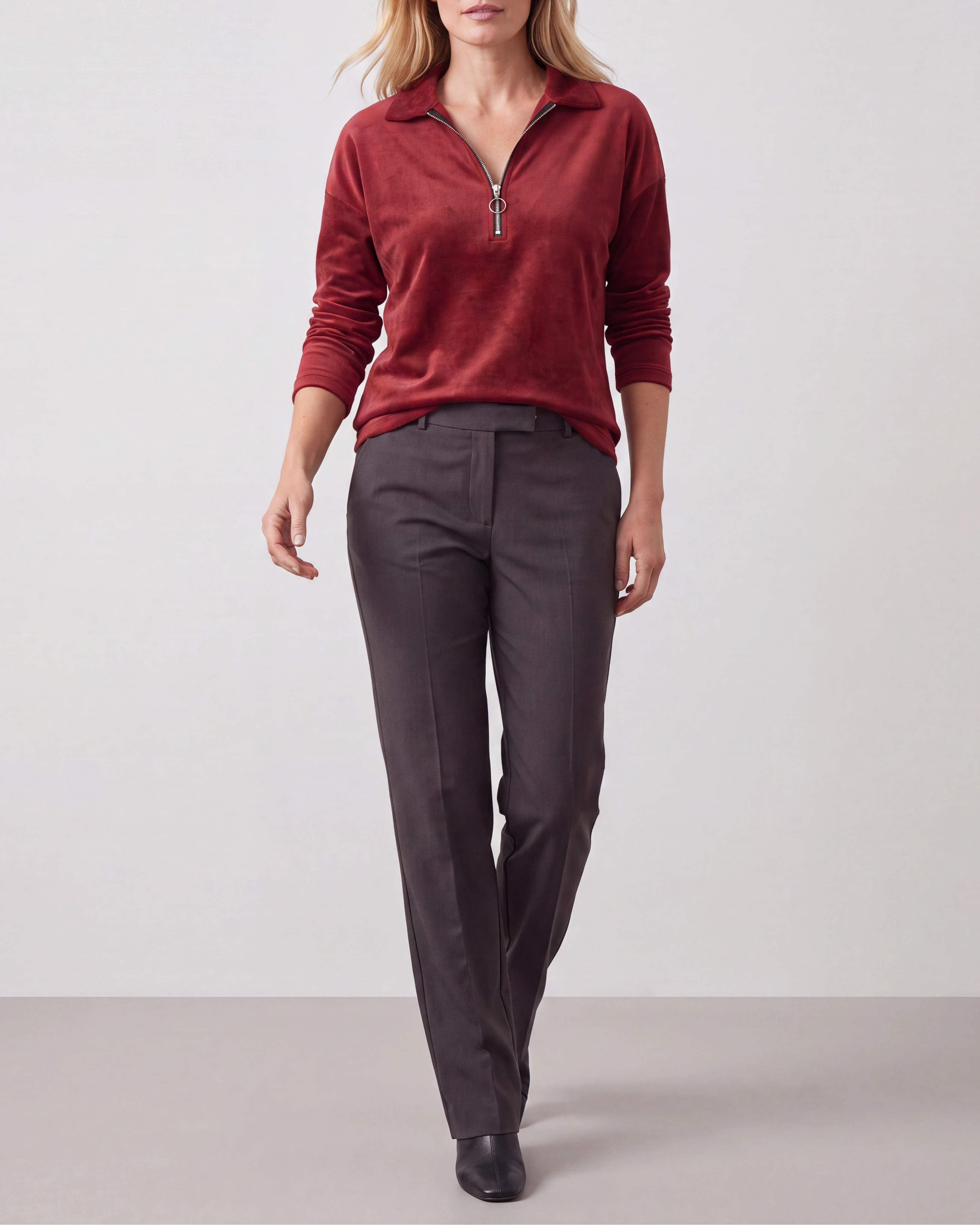 Women's Lightweight Quarter Zip Pullover | Collared Long Sleeve Jumper