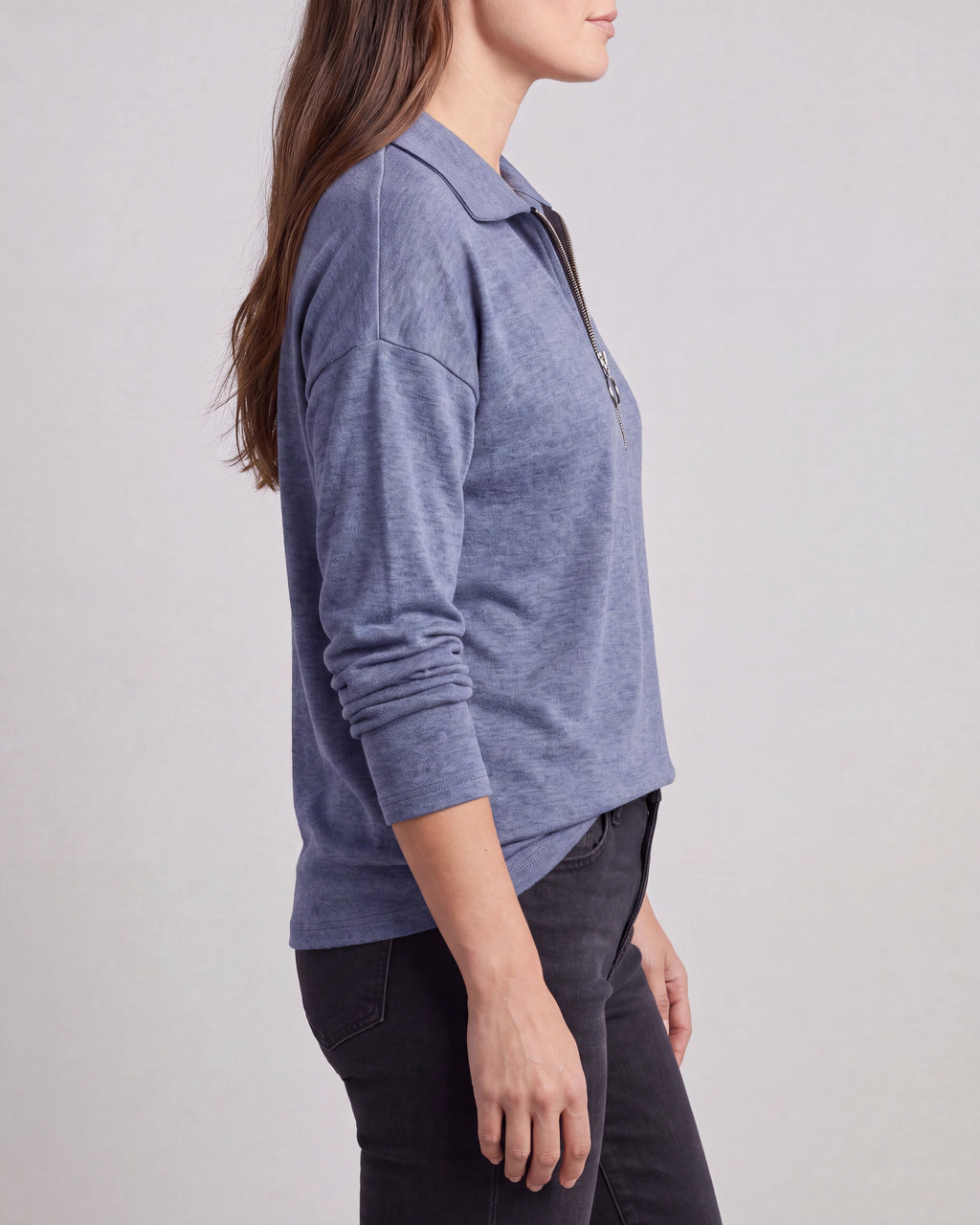 Women's Lightweight Quarter Zip Pullover | Collared Long Sleeve Jumper