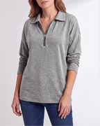 Women's Lightweight Quarter Zip Pullover | Collared Long Sleeve Jumper