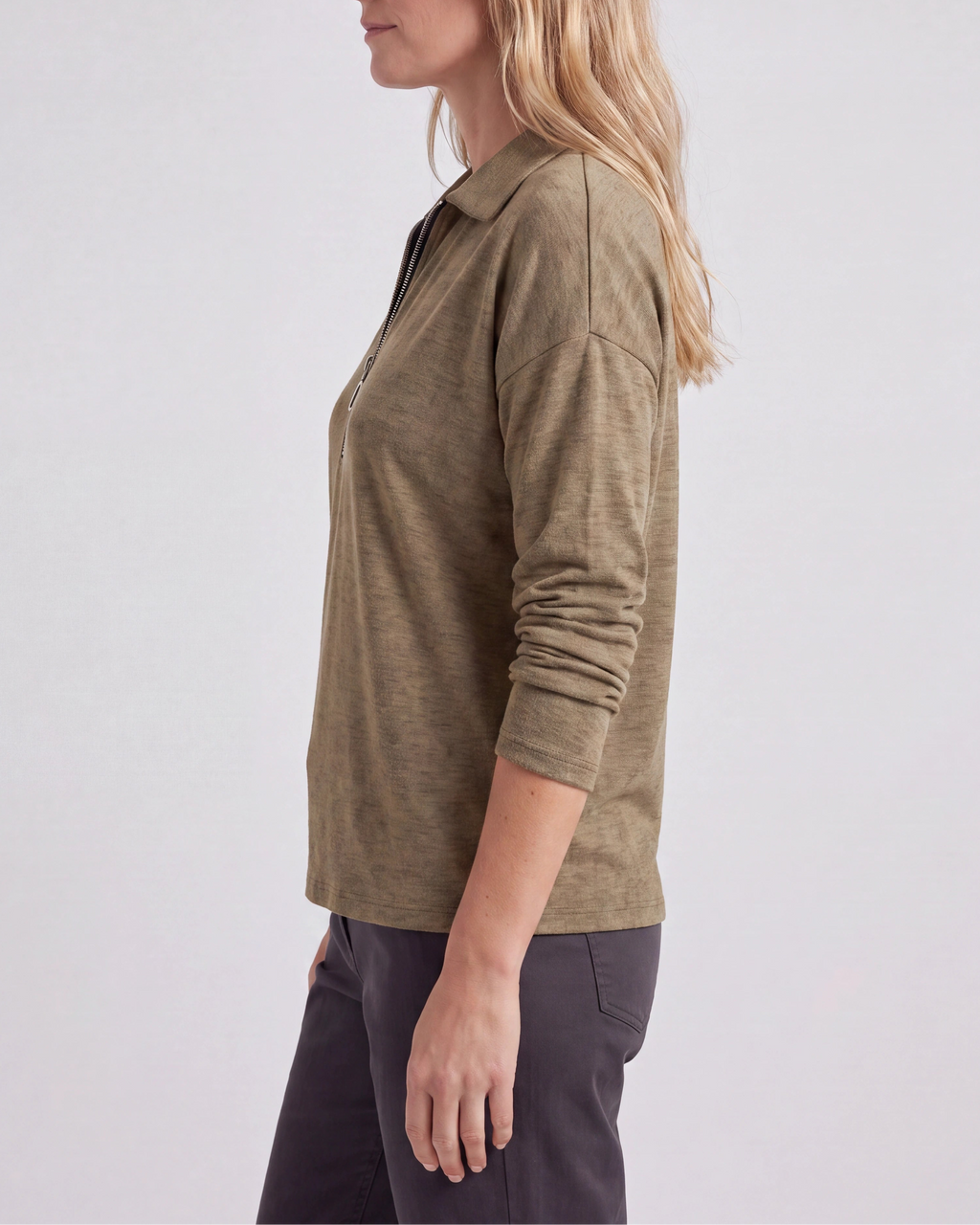 Women's Lightweight Quarter Zip Pullover | Collared Long Sleeve Jumper