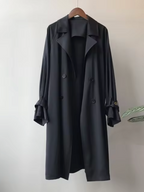 Women's Long Water Repellent Trench Coat with Double Breasted Front
