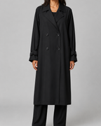 Women's Long Water Repellent Trench Coat with Double Breasted Front