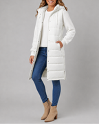 Women's Longline Hooded Quilted Puffer Gilet with High Collar