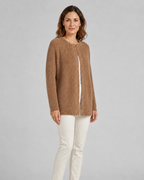 Women's Fluffy Knit Round Neck Button Front Cardigan
