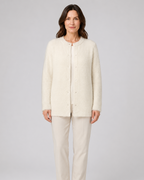 Women's Fluffy Knit Round Neck Button Front Cardigan
