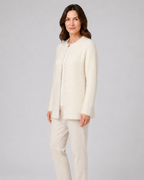 Women's Fluffy Knit Round Neck Button Front Cardigan