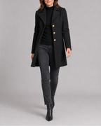 Women's Single Breasted Coat with Notch Lapels and Button Front