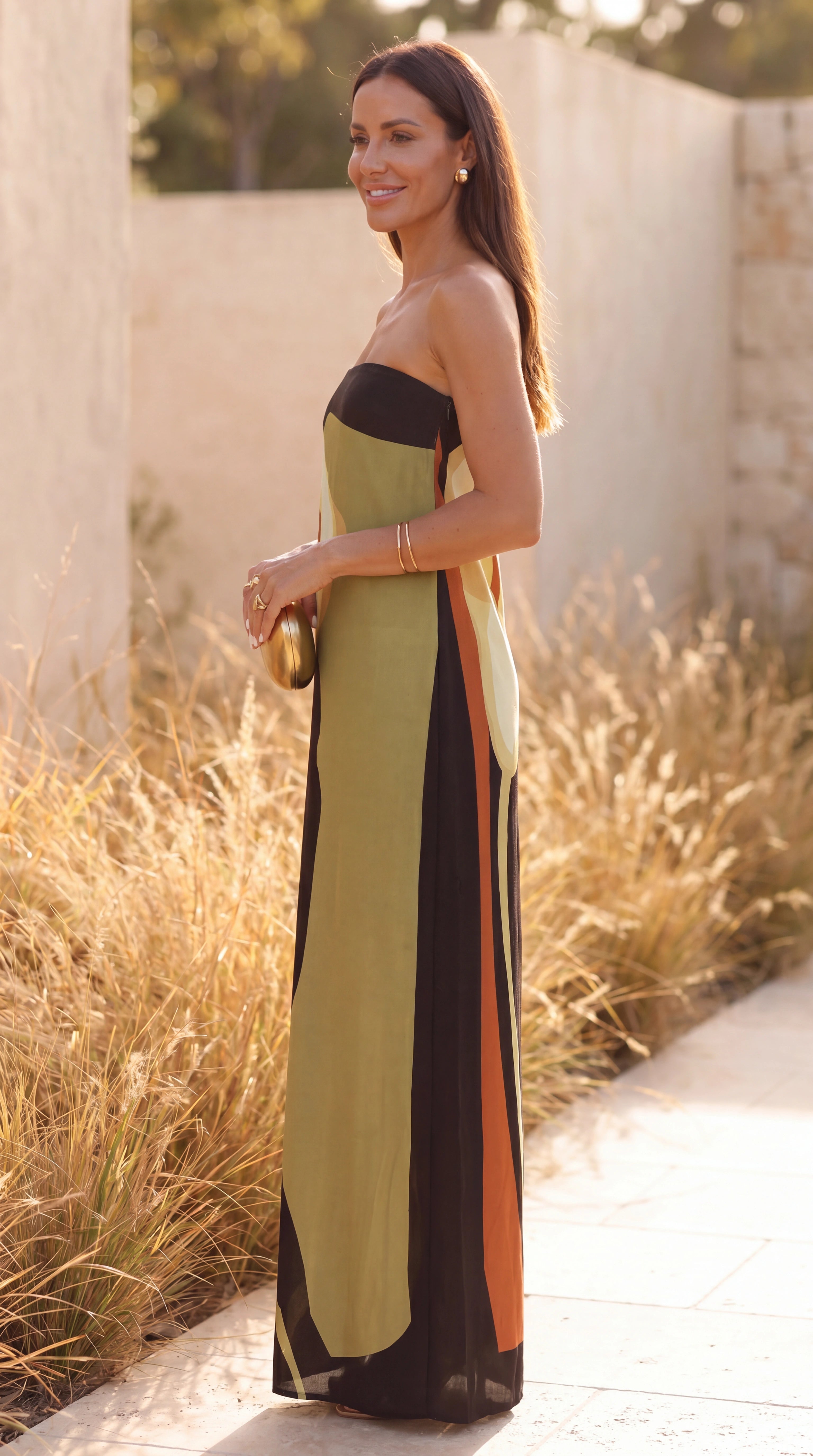 Women's Abstract Floral Print Off Shoulder Summer Maxi Dress