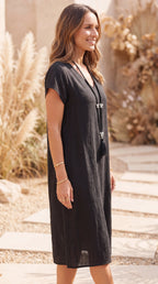 Women's V Neck Short Sleeve Summer A Line Mini Dress