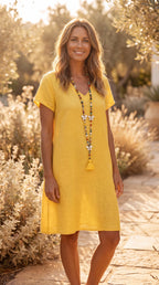Women's V Neck Short Sleeve Summer A Line Mini Dress