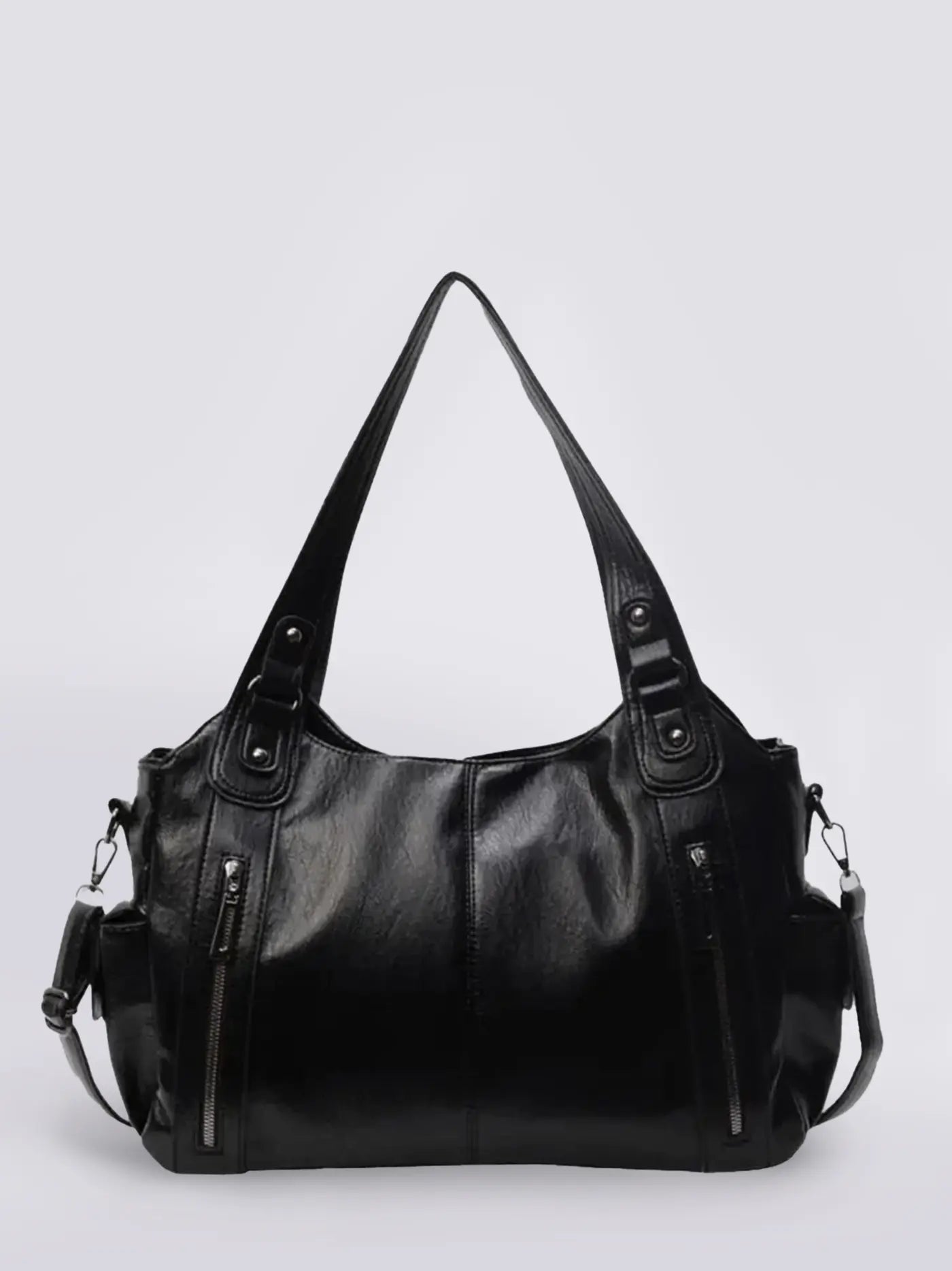 Women's Multi Pocket Faux Leather Shoulder Bag black 1