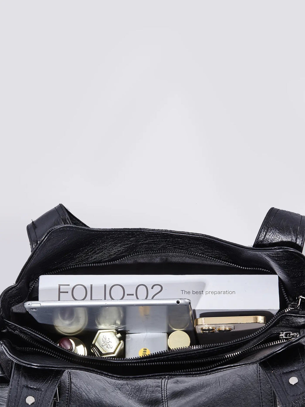 Women's Multi Pocket Faux Leather Shoulder Bag black 2