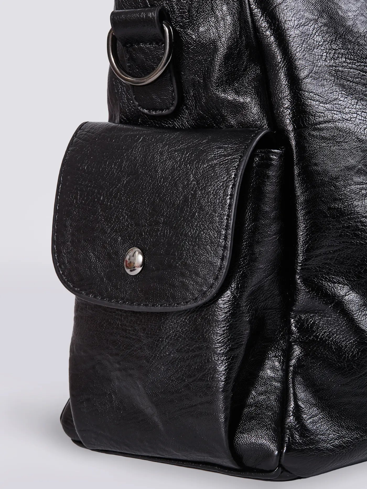 Women's Multi Pocket Faux Leather Shoulder Bag black 6