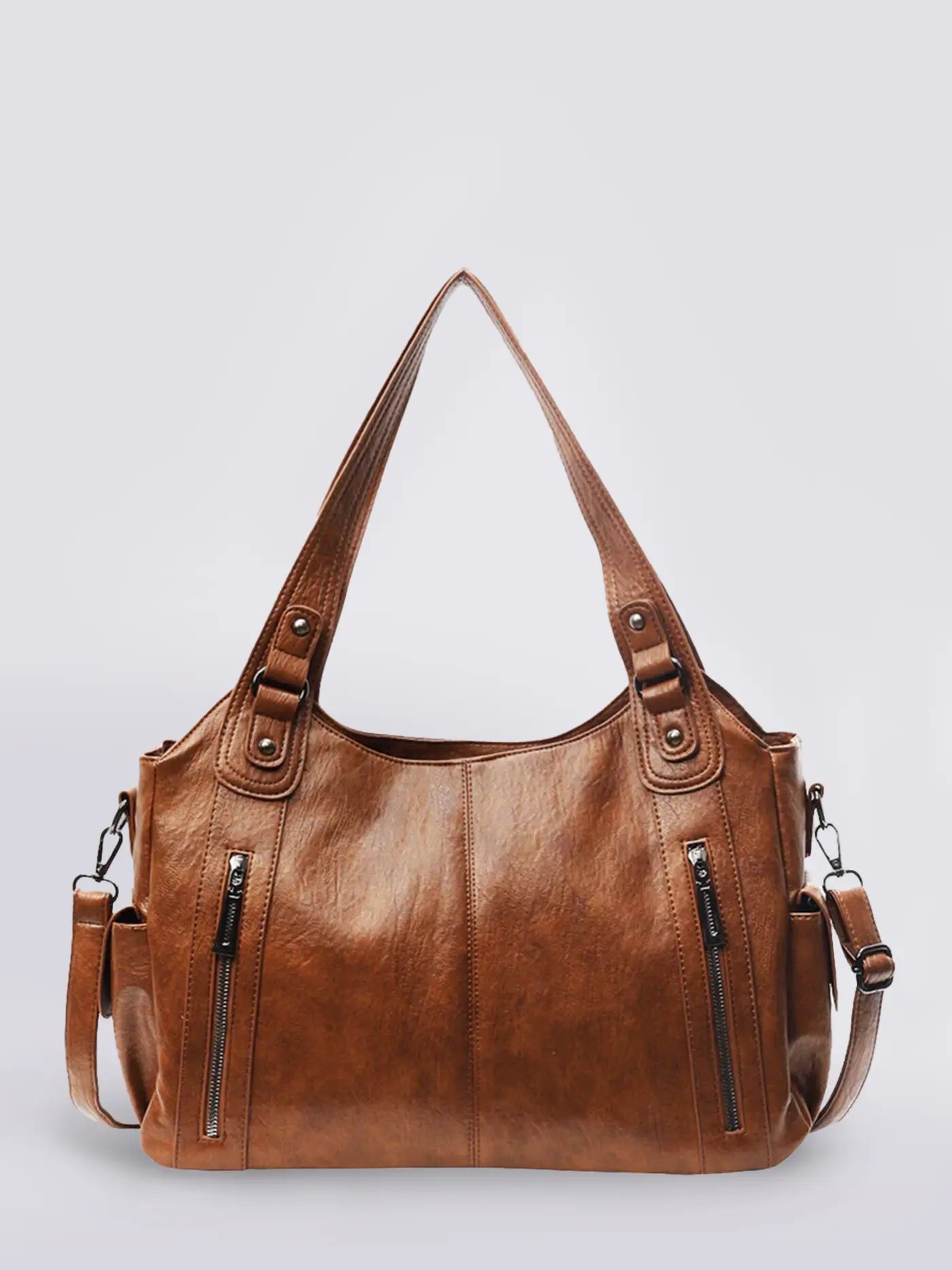 Women's Multi Pocket Faux Leather Shoulder Bag brown