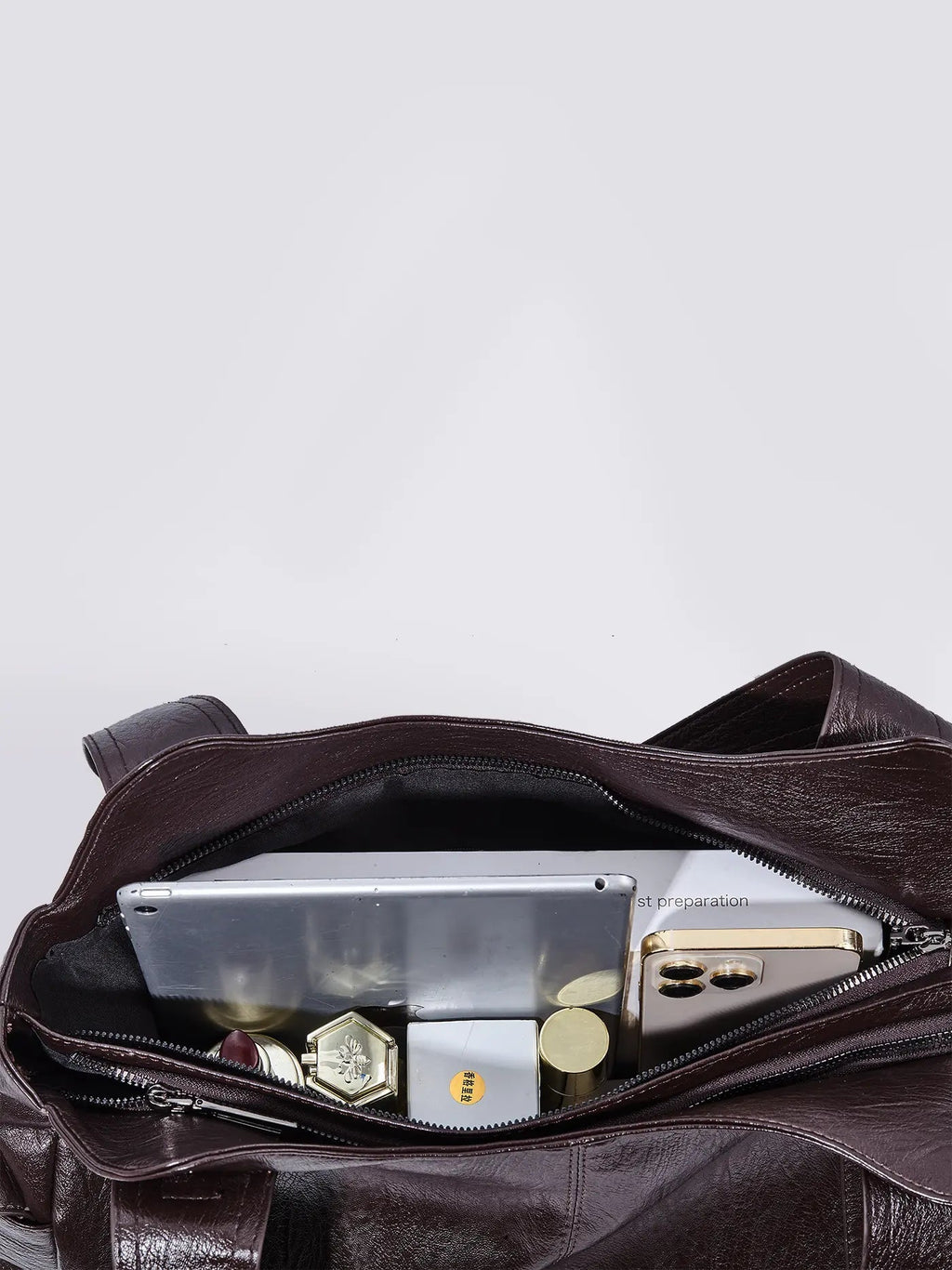 Women's Multi Pocket Faux Leather Shoulder Bag dark brown 1