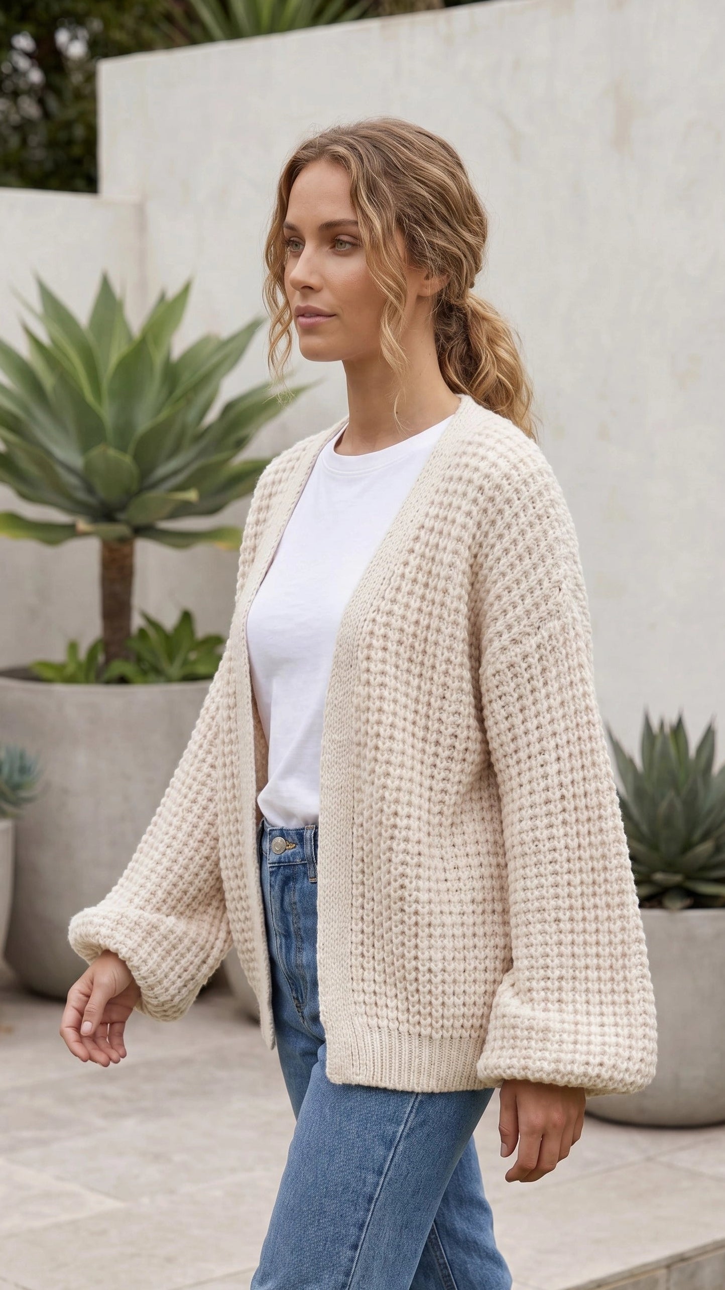 Women’s Ribbed Open Front Knit Cardigan