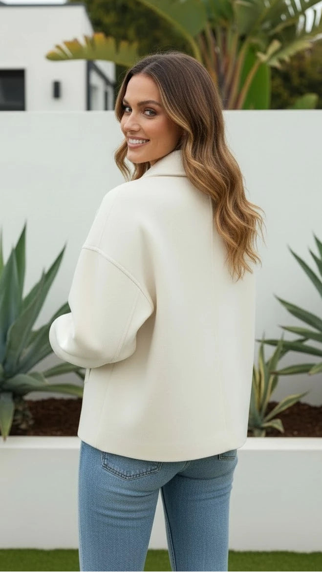 Women's Oversized Button-Front Jacket with Collar