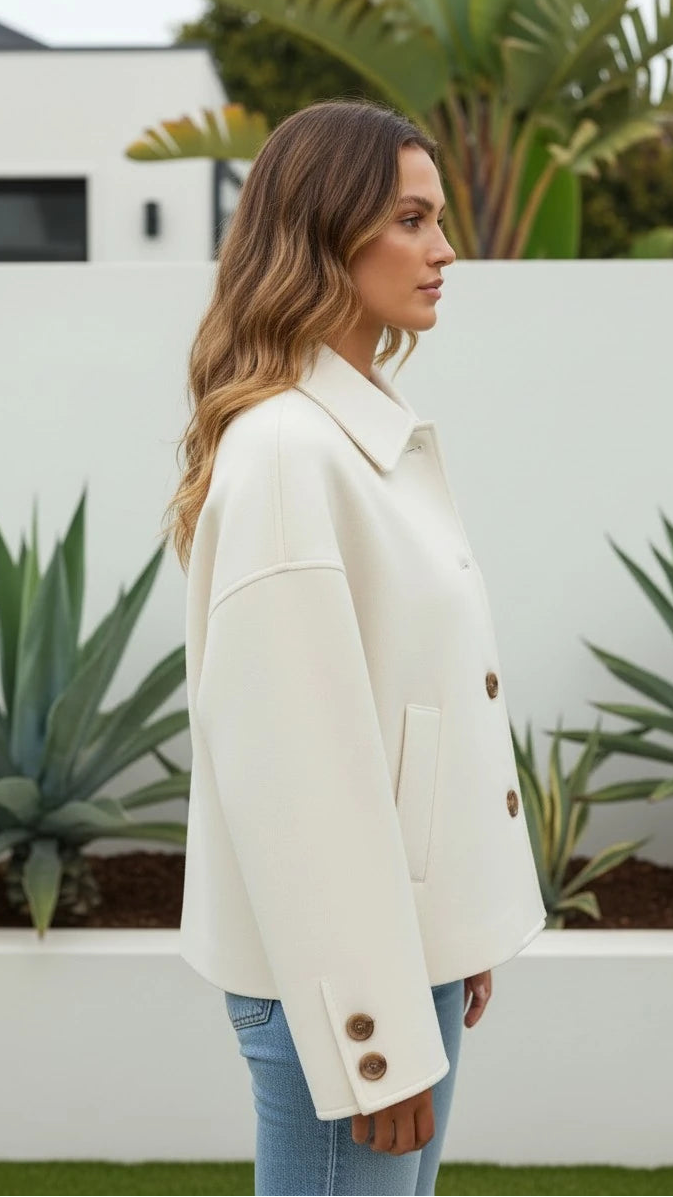 Women's Oversized Button-Front Jacket with Collar