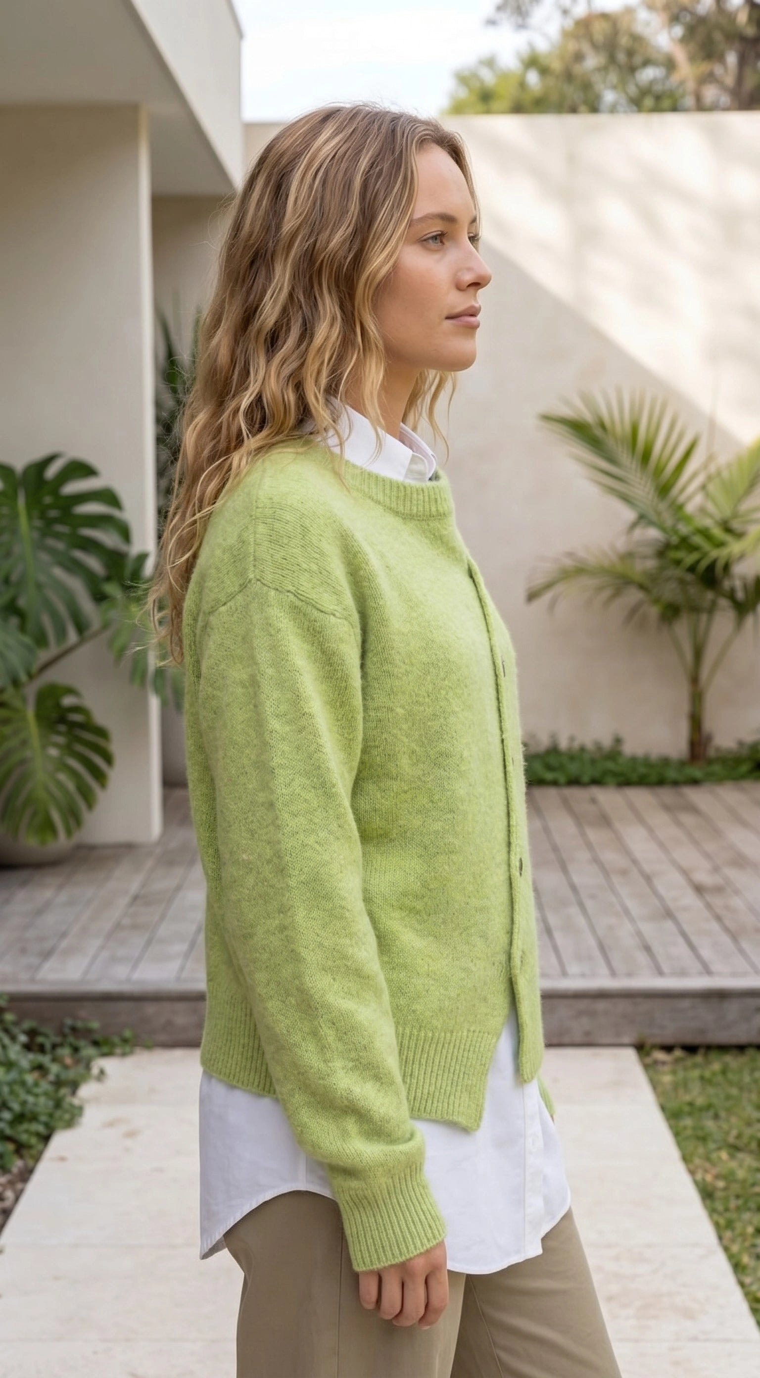 Women’s Oversized Asymmetrical Button Knit Cardigan