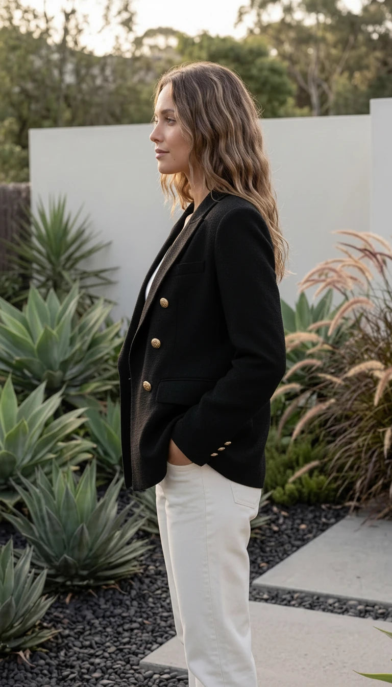 Women's Oversized Double-Breasted Blazer Jacket