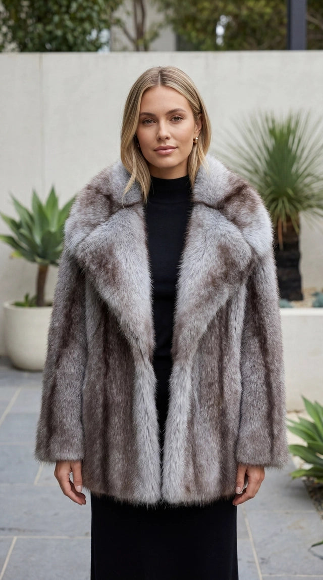 Women's Oversized Lapel Faux Fur Coat
