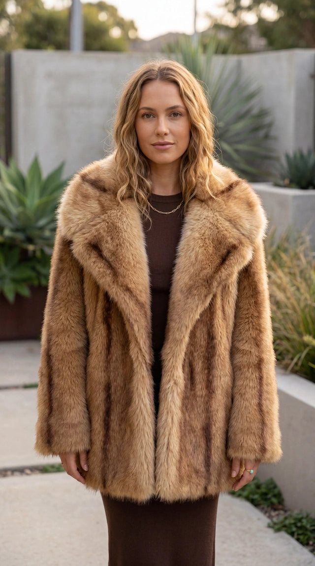 Women's Oversized Lapel Faux Fur Coat