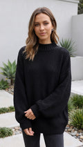 Women’s Oversized Waffle Knit Sweater With Mock Neck