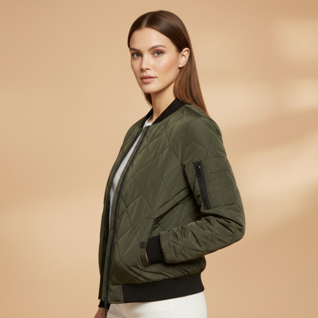 Women's Padded Bomber Jacket green 3