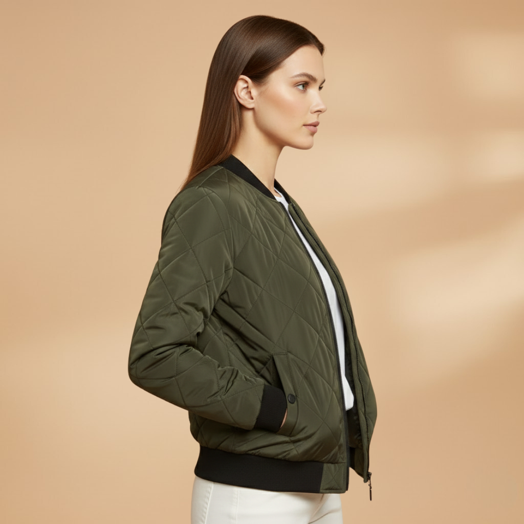 Women's Padded Bomber Jacket green 4