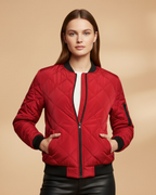 Women's Padded Bomber Jacket red