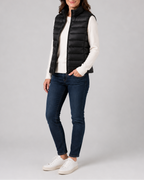 Women's Lightweight Padded Gilet with Stand Collar and Zip Front