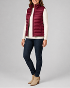 Women's Lightweight Padded Gilet with Stand Collar and Zip Front