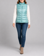 Women's Lightweight Padded Gilet with Stand Collar and Zip Front