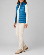 Women's Lightweight Padded Gilet with Stand Collar and Zip Front