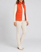Women's Lightweight Padded Gilet with Stand Collar and Zip Front