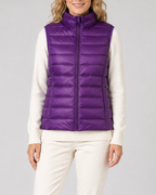 Women's Lightweight Padded Gilet with Stand Collar and Zip Front