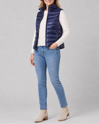 Women's Lightweight Padded Gilet with Stand Collar and Zip Front