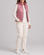 Women's Lightweight Padded Gilet with Stand Collar and Zip Front