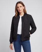 Women's Padded Quilted Zip Up Bomber Jacket
