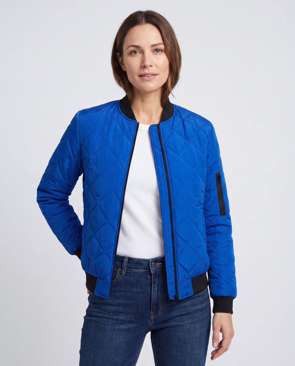 Women's Padded Quilted Zip Up Bomber Jacket