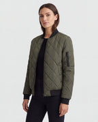 Women's Padded Quilted Zip Up Bomber Jacket