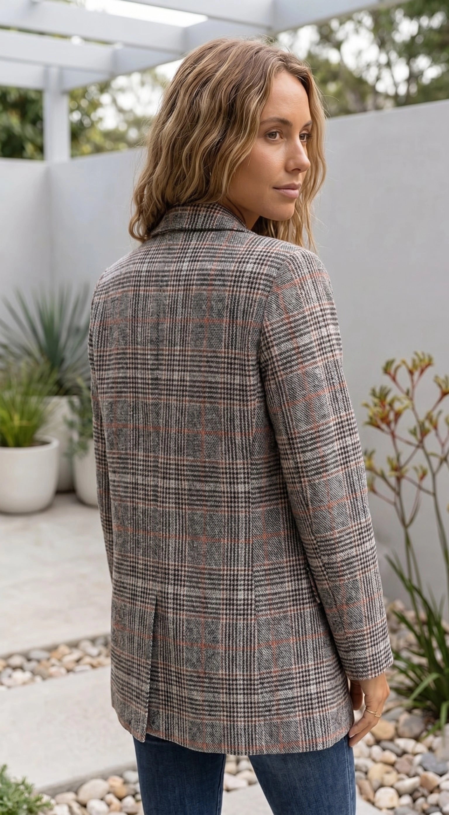 Women’s Plaid Single Breasted Blazer