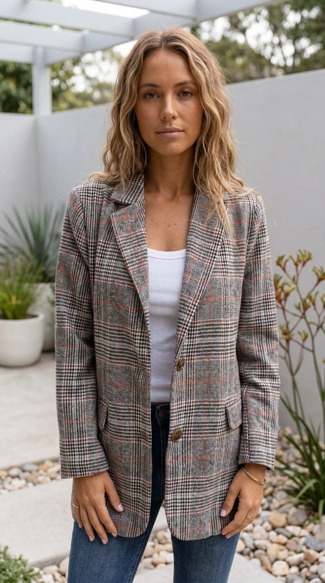 Women’s Plaid Single Breasted Blazer