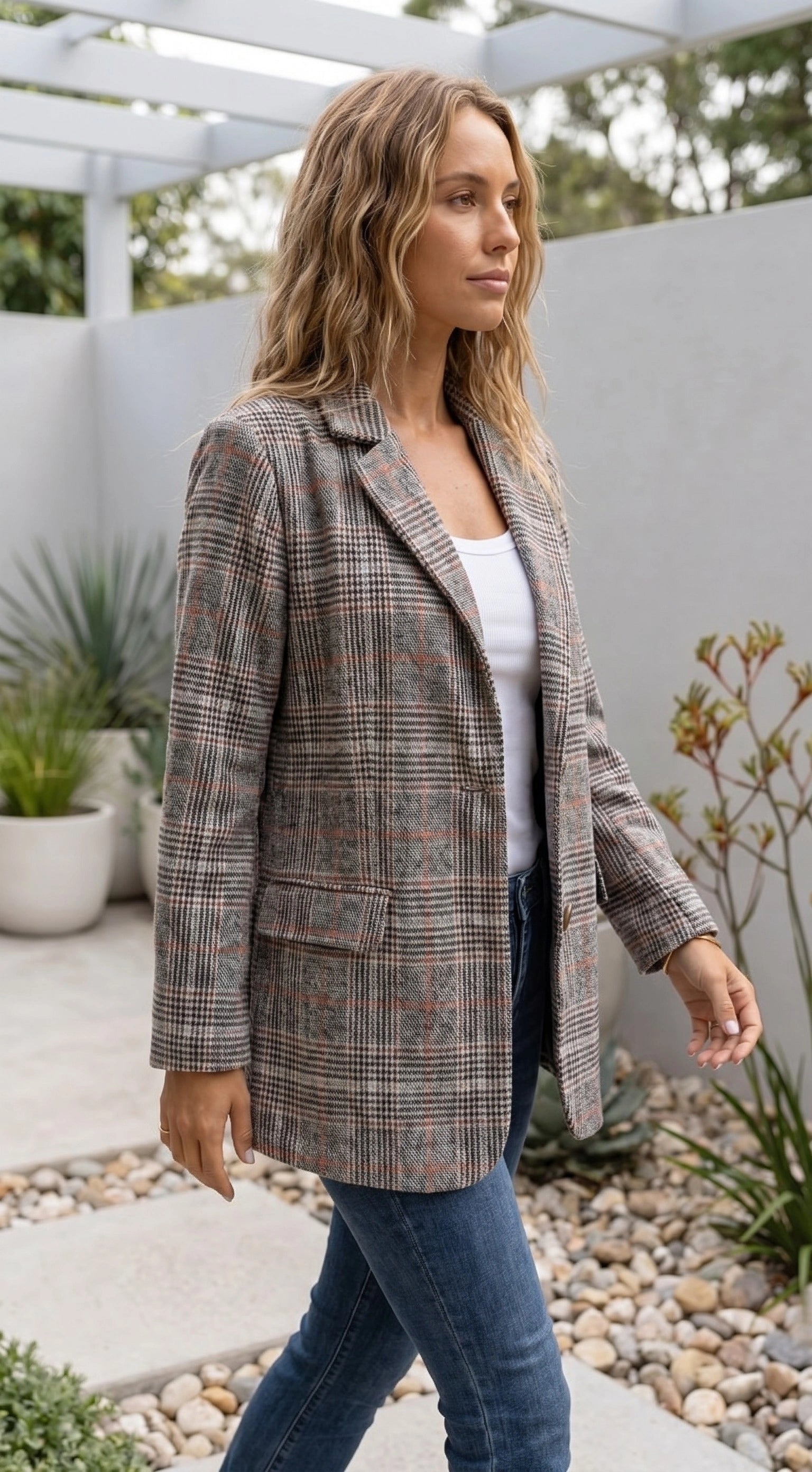 Women’s Plaid Single Breasted Blazer