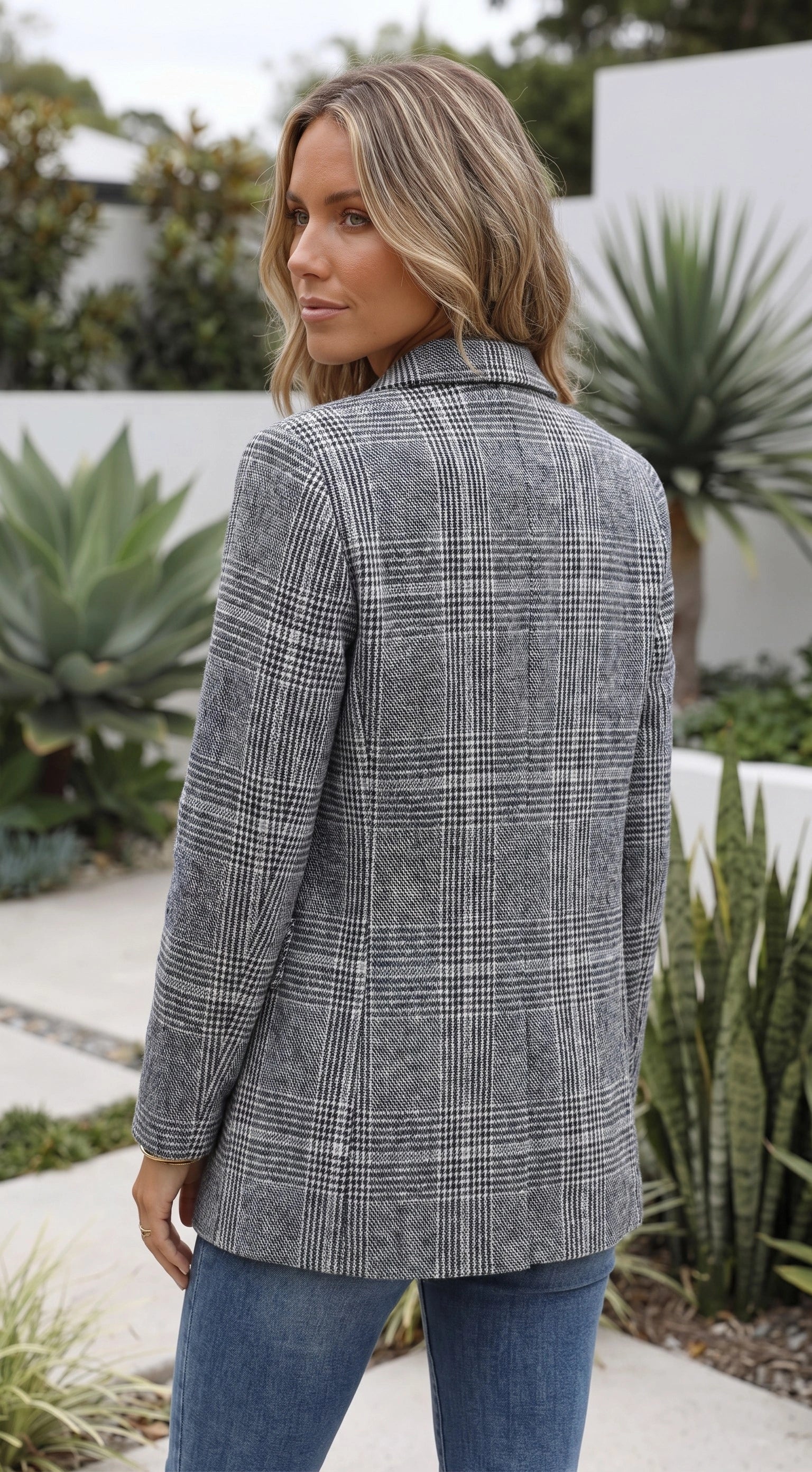 Women’s Plaid Single Breasted Blazer